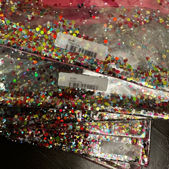 ✨ SET OF 7 Glitter Confetti Cosmetic Bags – Pink Trim – New ✨ - Picture 6 of 7